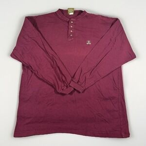 Cinch Men's Size Large Henley Shirt Long Sleeve Garment Dyed Western Burgundy